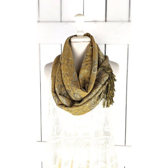 Paisley floral pashmina tassel fringe infinity loop scarf - Picture 8 of 10